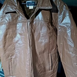 Haband Brown Leather Bomber Jacket